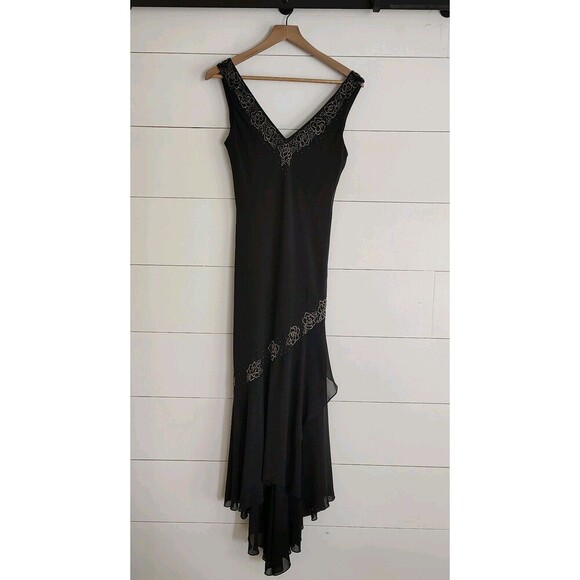 VTG Alex Evening's Y2K 90s Midi Dress Beaded Fairy Whimsigoth Asymmetrical Sz 10 - Picture 1 of 12